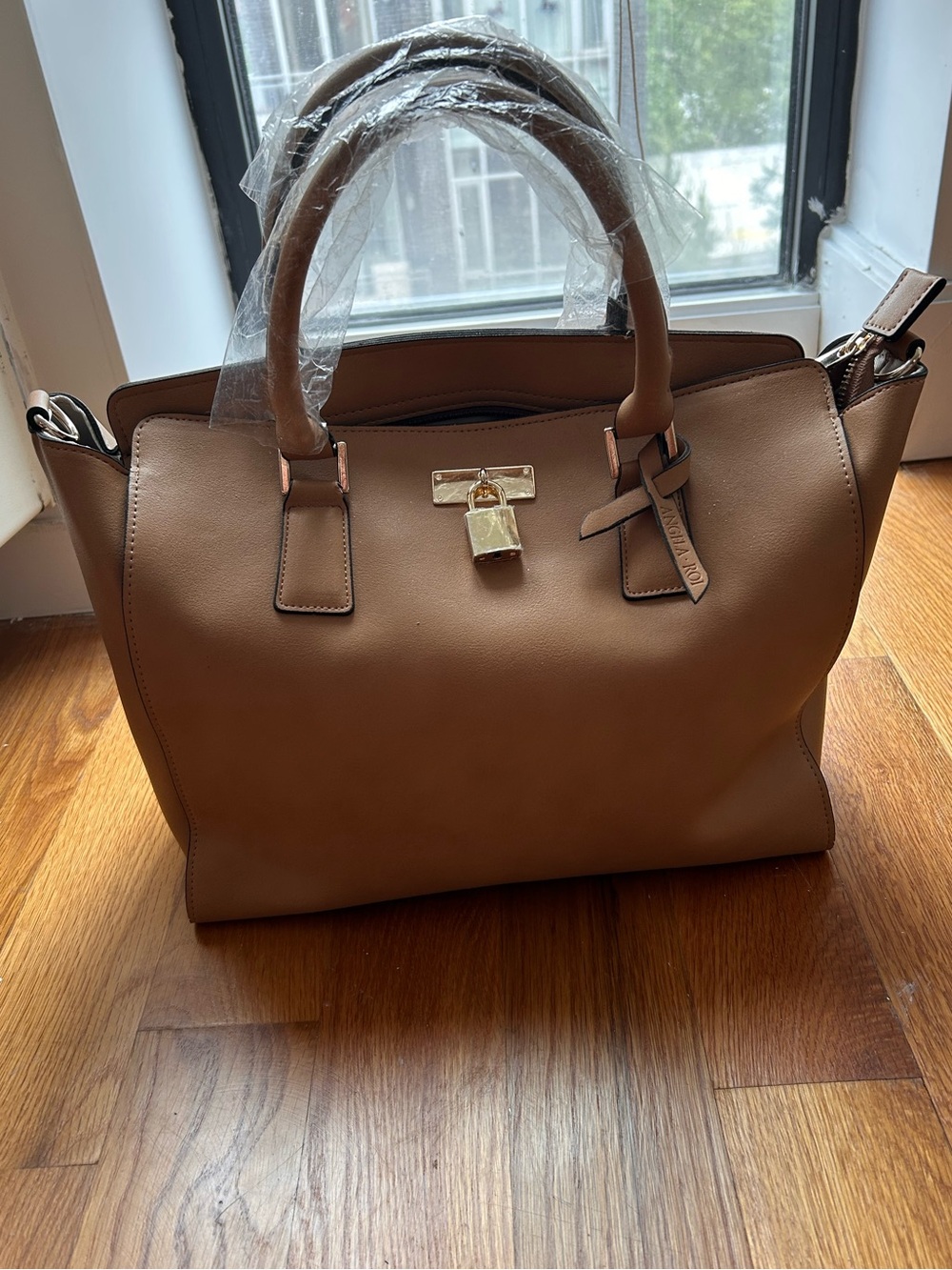 Angela Roi Classic Structured Satchel Bag - Tan